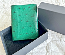 Exotic Green 100 Genuine Ostrich Leather Cardholder Wallet with Zip  Gift Box