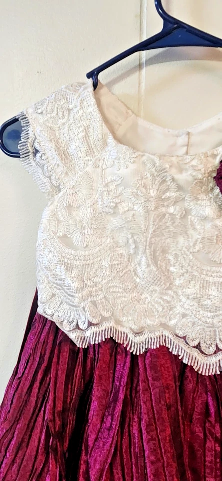 Vestido Jona Michelle Niñas Marfil Popover Niveles Metálico Fantasioso-Talla 6 Navidad Foto 3 de 4