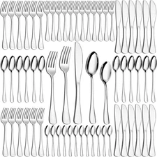 60 Piece Silverware Set Includes 12 Knives, 12 Forks, 12 Spoons, 12 Teaspoons, 