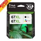 67XL Ink Cartridge for HP 67 Ink Deskjet 2700e 2752e 2755e 4155e Envy 6055e 6455