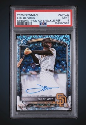 2025 BOWMAN CHROME PRSPCT AUTO #CPALD LEO DE VRIES 23/299 PSA 9 MINT