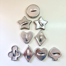 Vintage Aluminum Cookie Cutters Set of 9 Crinkle Edge Card Suits  Star Circle