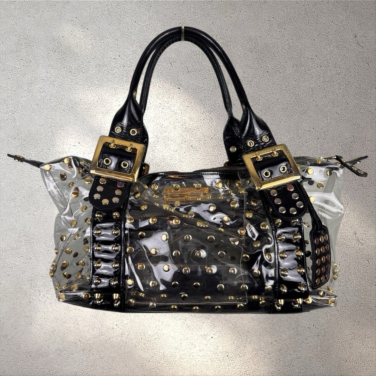 BE & D Garbo Studded Handbag Clear Y2K Purse Satchel Bag | eBay