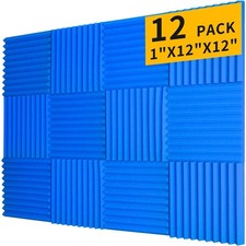 12 Pack 1" X 12"X 12"Blue Acoustic Foam Panels Sound Proof Foam Panels for Walls