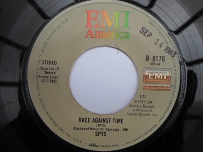 Spys Race Against Time 7'' EMI B8176 EX 1983 US Pressing, Demo, Race Against Time