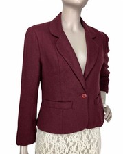 Vintage 80s Kaki Roberts California Burgundy Single Button Blazer Size S/M