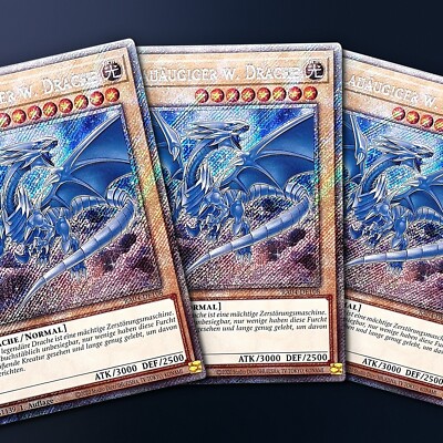 3x Blauäugiger Weißer Drache Set NEU Platinum Secret Rare Yugioh RA04-108 V3 NM