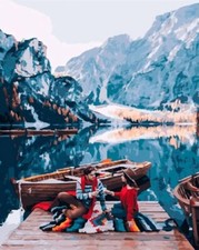 Paint By Numbers Adults kids Mountain Lake View DIY Painting Kit 40x50CM Canvas