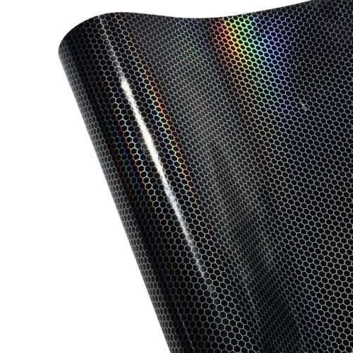 Película de vinilo holográfica negra arco iris nido de abeja para automóvil brillante de fibra de carbono para automóvil - Imagen 3 de 8