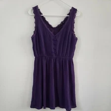 Doe & Rae Dress Fit Flare Size M Purple V-neck Lined Sleeveless Elastic Waist