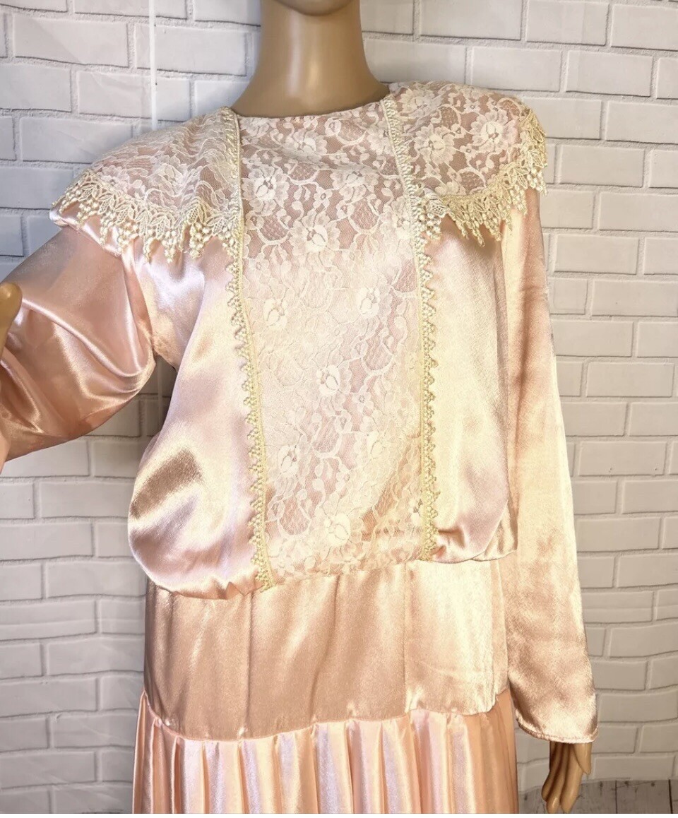 Vintage Lori Max New York Lace Pink Peach Long Sleeve Dress 18 1/2 NWOT |  eBay