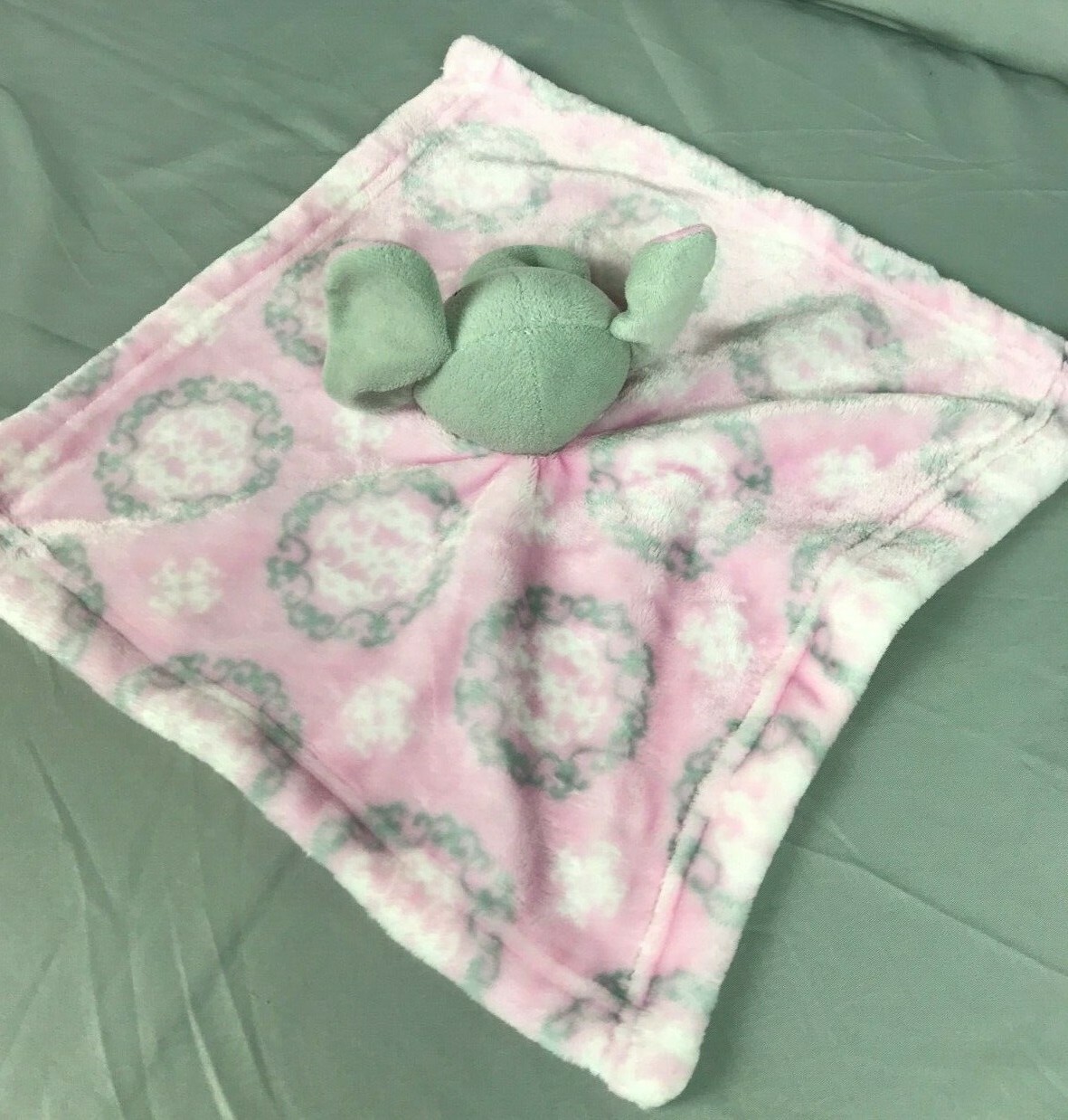 HUDSON BABY HB Pink Gray & White Elephant Security Blanket Lovey eBay