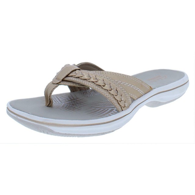 clarks flip flops womens gold