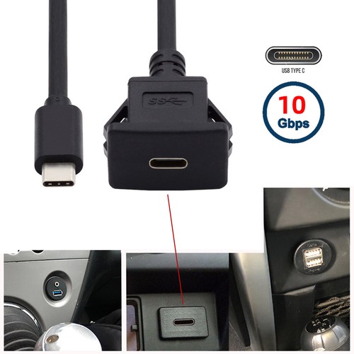 USB-C Type-C USB 3.1 10Gbps Flush Car Latch Mount Waterproof Dustproof Cable - Picture 7 of 9