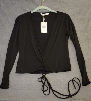MNG by Mango Women's Wrap Tie Blouse Camiseta Sz Small NWT Recycled Polyester