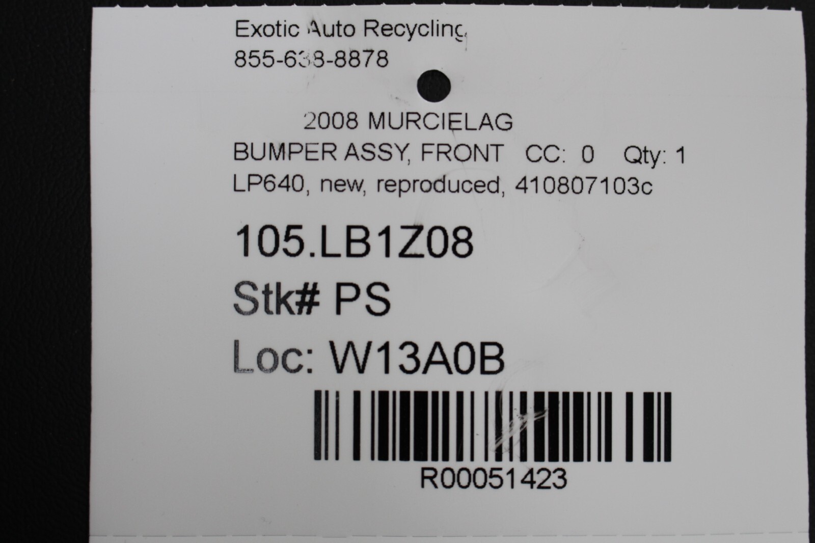 Lamborghini Murcielago LP640, Front Bumper, New Reproduced, P/N 410807103C