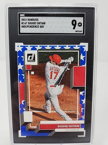 shohei ohtani SGC 9, Independence Day, 2022 Donruss, #147, Los Angeles Angeles
