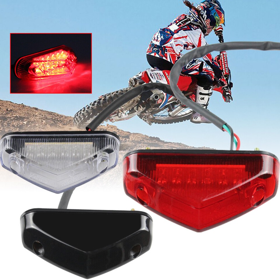 BLYGO LED Motorcycle Tail Light Assembly - Clear Lens, Brake/Stop Light For Pit Pro & Dirt Bikes