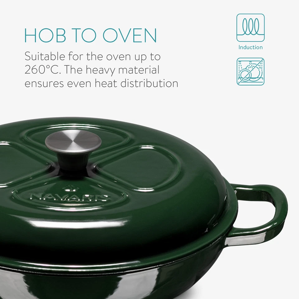 Pentola in Ghisa Smaltata - Casseruola Forno a Legna 3,5L - Pirofila e Coperchio - Immagine 4 di 4