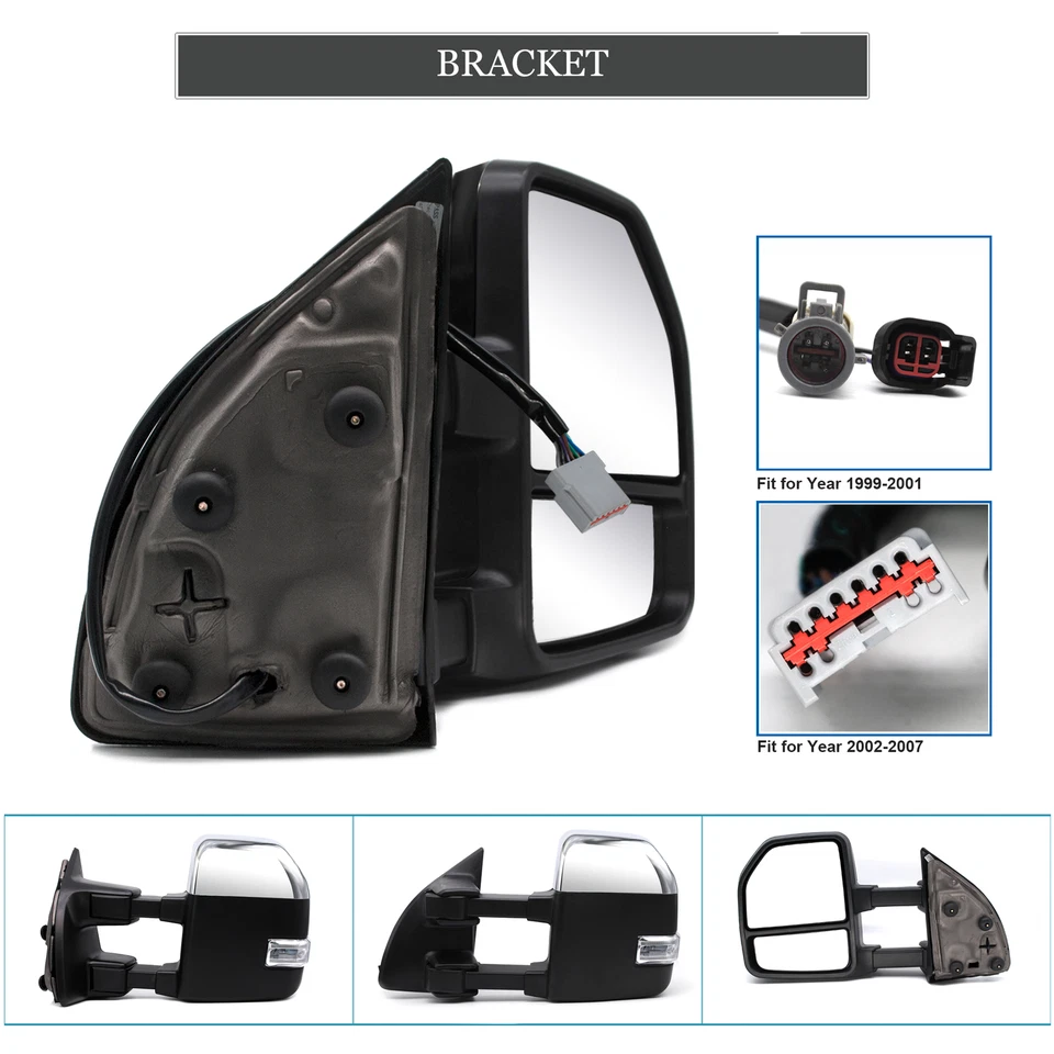 Espelhos de reboque para 1999-2006 Ford F-450 F-550 Super Duty lâmpada de sinalização aquecida - Imagem 4 de 4