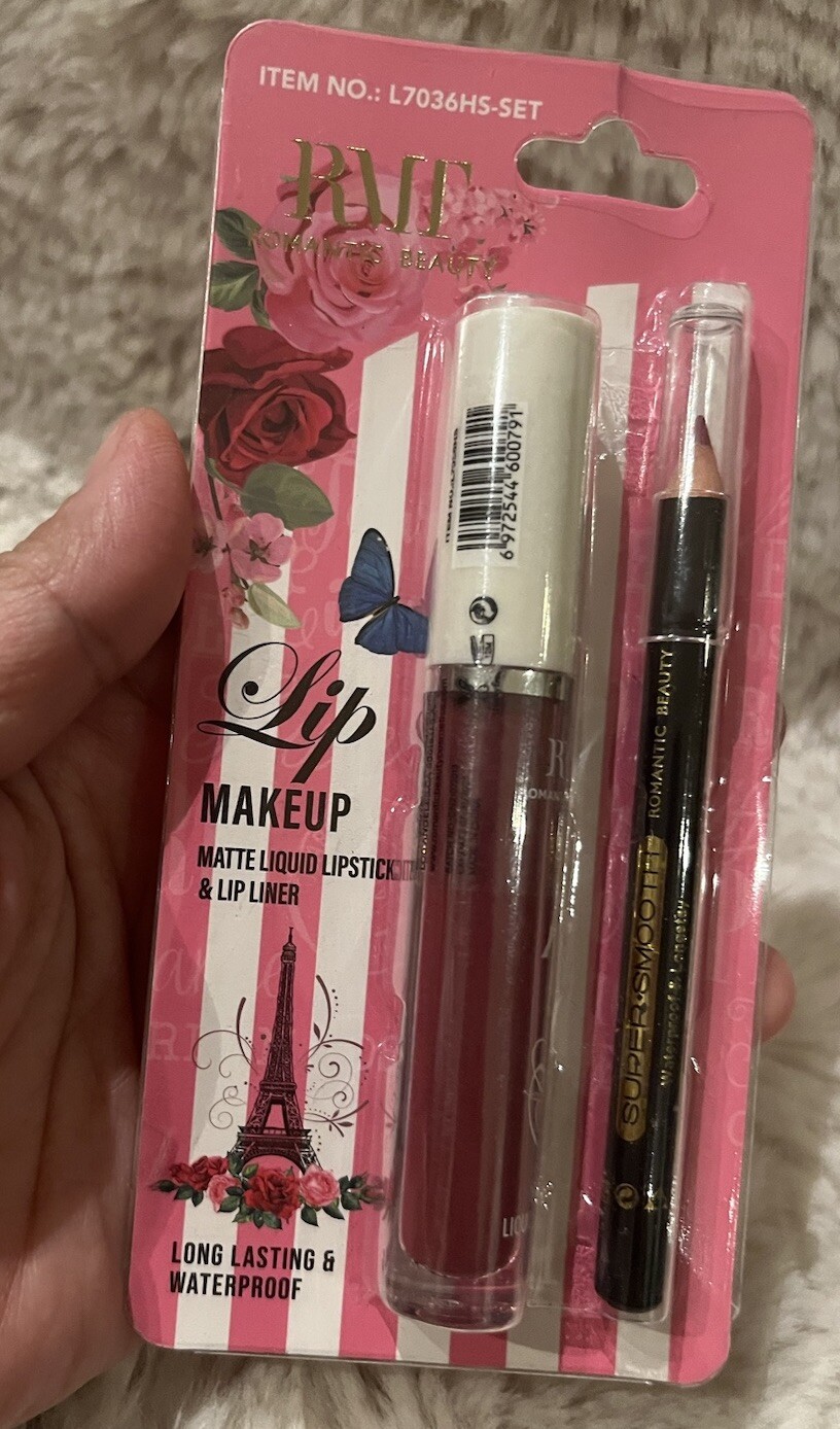 Romantic Beauty Lip Makeup Waterproof Matte Liquid Lipstick & Lip Liner -Reddish