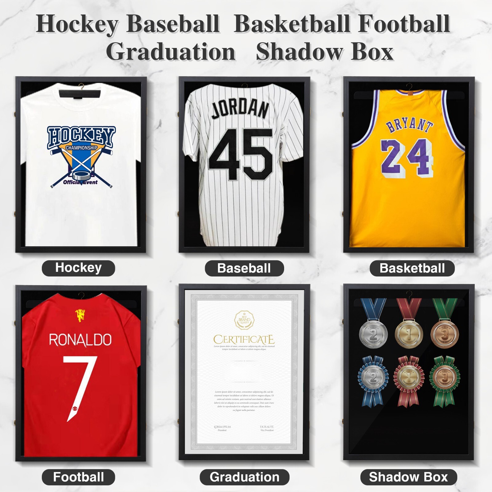 JAXPETY Jersey Frame Display Case Sports Jersey Shadow Box Basketball