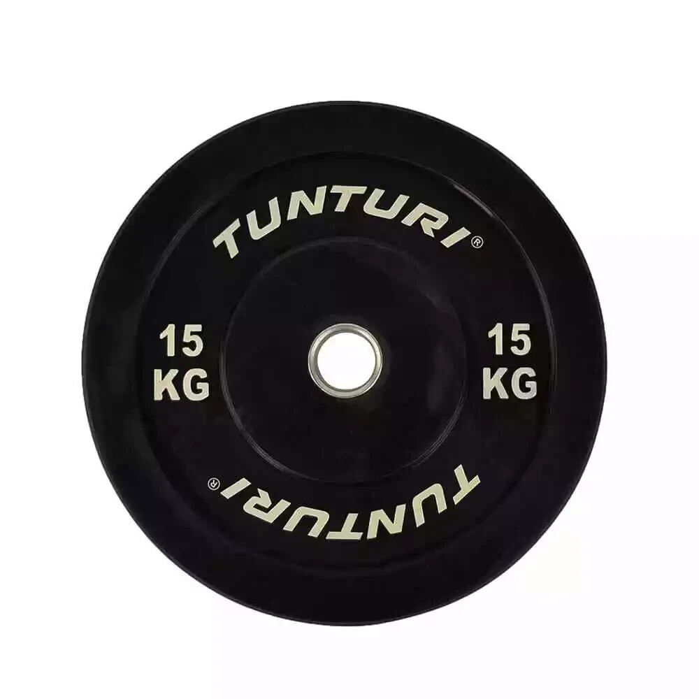 Gewichtsscheibe 15kg Hantelscheibe aus Gummi Schwarz 50mm Fitness - Tunturi