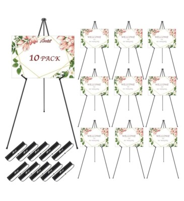 AROIC 63 ''Easel Stand for Display, 10 Pack Portable Foldable Metal Easel, Easels