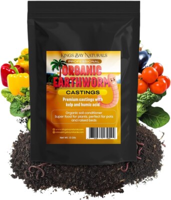 Kings Bay Naturals Organic Worm Castings with Kelp Humic Acid 1.5 Qt FREE SHIPIN