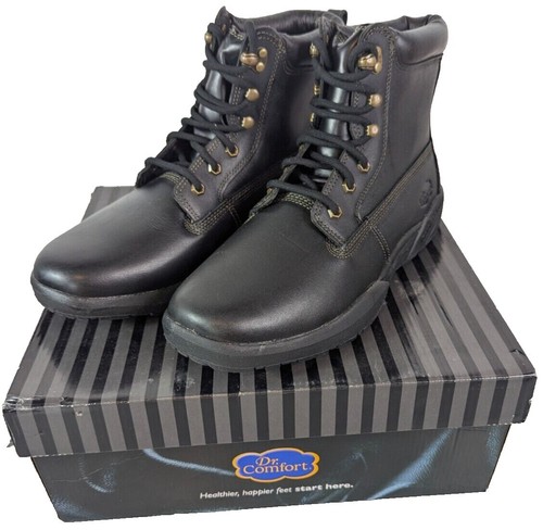 Dr Comfort Ranger Black Leather Hiking Boots Men display picture 1
