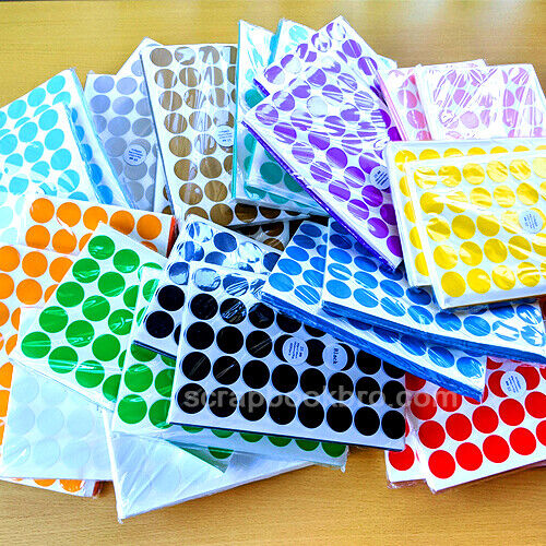 Assorted Sizes Colour Sticker Dots Adhesive Round Labels Circular Spot Scrapbook