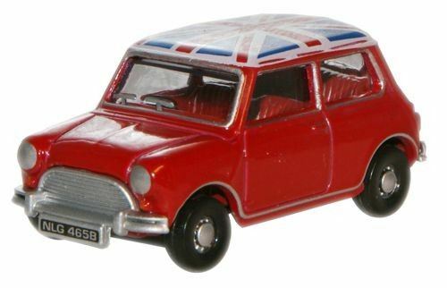New Oxford Diecast 1:76 OO Scale Austin Mini MkI Tartan Red Union Jack Roof