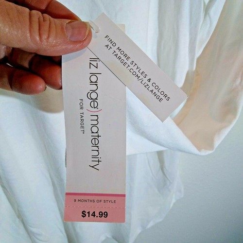 LIZ LANGE/Target Maternity Size XL White Top Long Slv Ruched Sides Scoop Neck - Picture 7 of 9