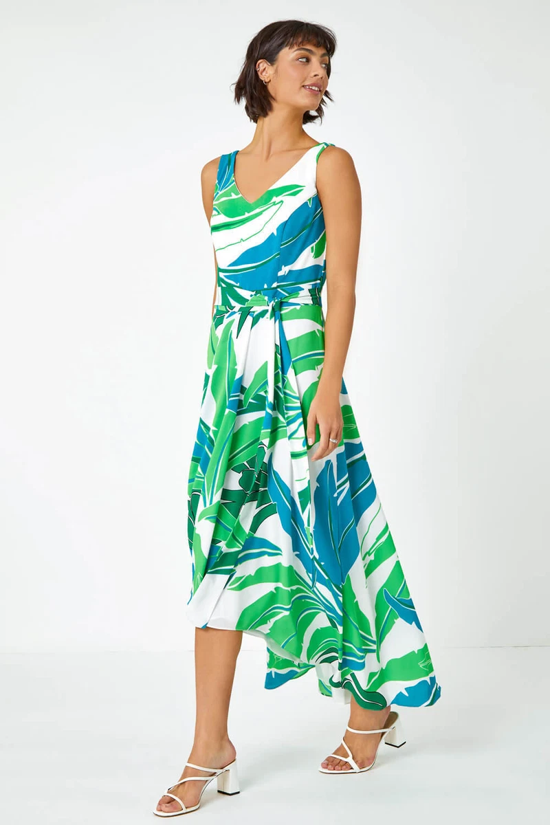 Palm print top dress uk
