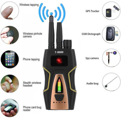 New T-8000 RF Signal detector Anti-spy Bug Camera GSM Audio Finder Scan Detector