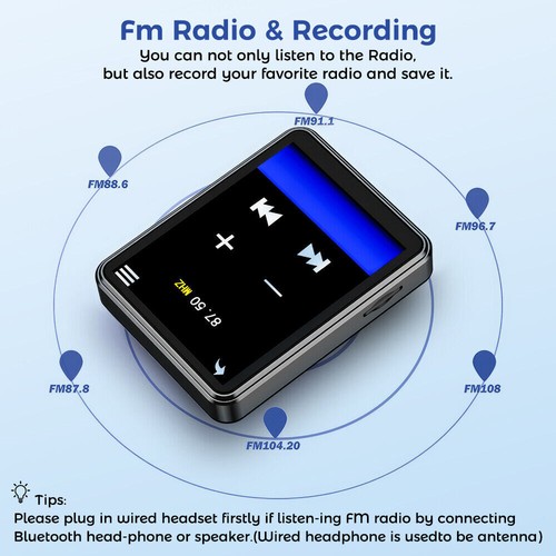 Portable Bluetooth Touch HiFi Music MP4/MP3 Player FM Radio Audio Support 128GB - Picture 6 of 24