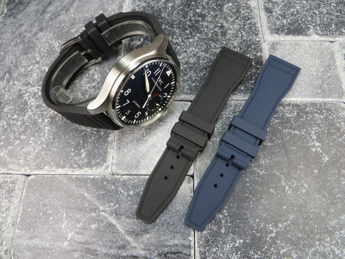 New 20mm Genuine Rubber Strap Black Blue Diver Watch Band New 20mm Genuine Rubber Strap Black Blue Diver Watch Band