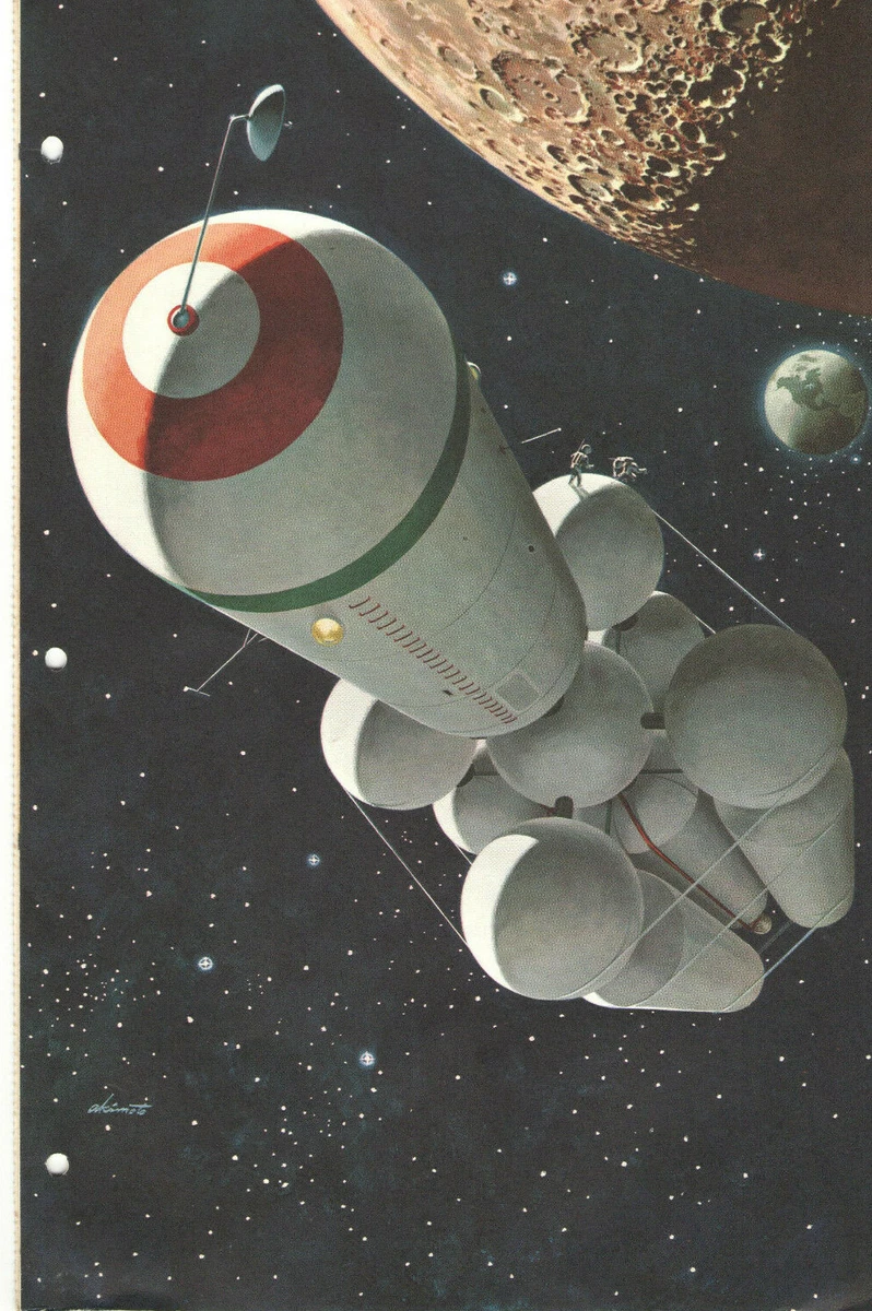 VINTAGE 1960 FUTURISTIC SPACE SHIP ART! GEORGE AKIMOTO! EARLY SEMICONDUCTOR ADS