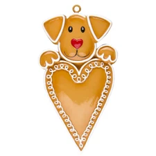 Gingerbread Dog with Heart Personalized Christmas Tree Ornament