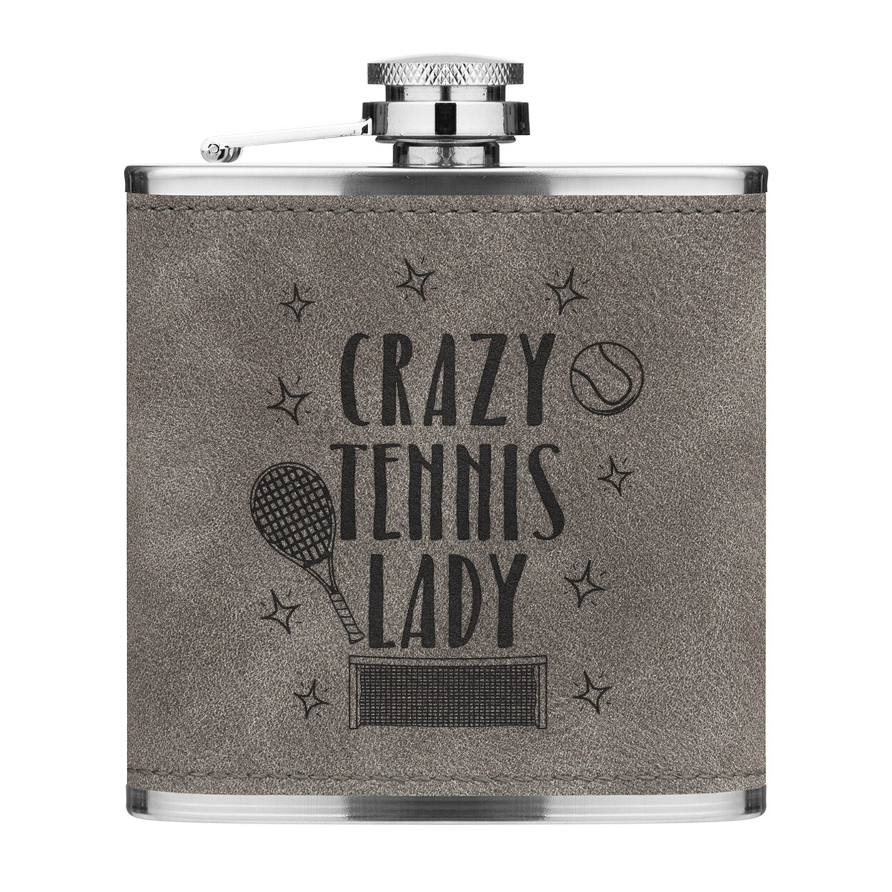 Crazy Tennis Lady 170ml pelle Sintetica Hip Flask Grigio Divertente Sport