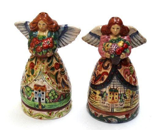 Jim Shore Four Seasons Ceramic Angels Salt & Pepper Shakers
