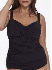 Anne Cole Signature Plus Size Live In Color Twist Bandini Top MYPT25001 Blk 18W