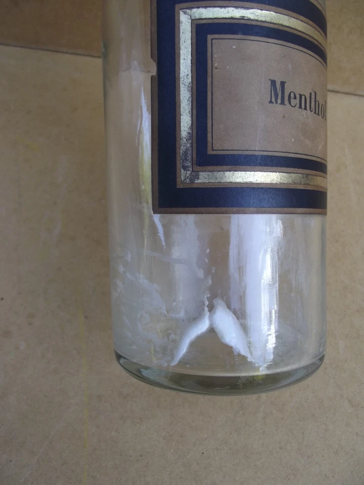 ancien flacon bouteille à pharmacie apothicaire en verre menthol Napoléon III - Photo 4/4