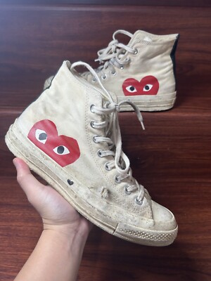 Size 8- Converse Chuck Taylor All Star 70 High x Comme des Garcons White
