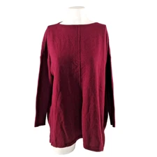 NWT STYLE&CO Fall Basic Sweater Petite LARGE Burgundy Pullover French Seam