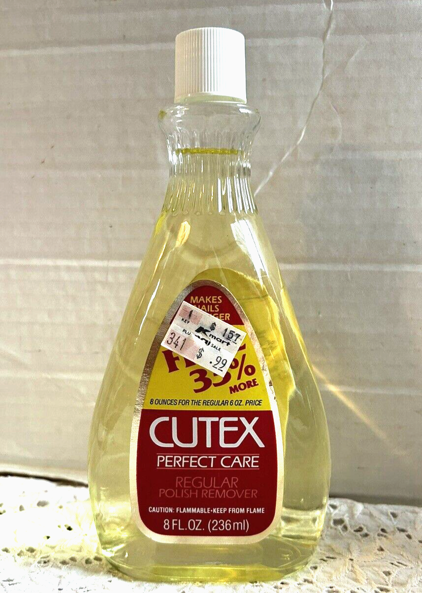 Vintage Cutex Nail Polish Remover Full 8oz GLASS Bottle with Kmart