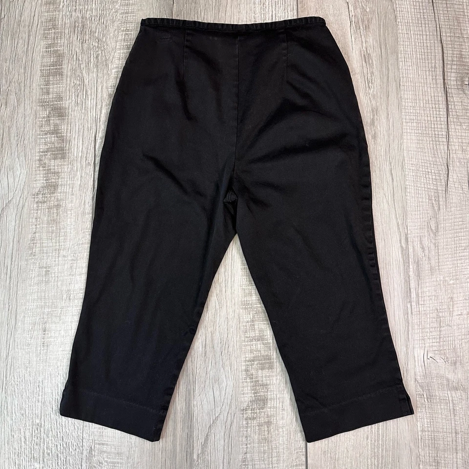 Pantalón Capri Merona WMNS Talla 10 Negro Tiro Alto Piernas Rectas Mezcla Algodón Informal Foto 3 de 3