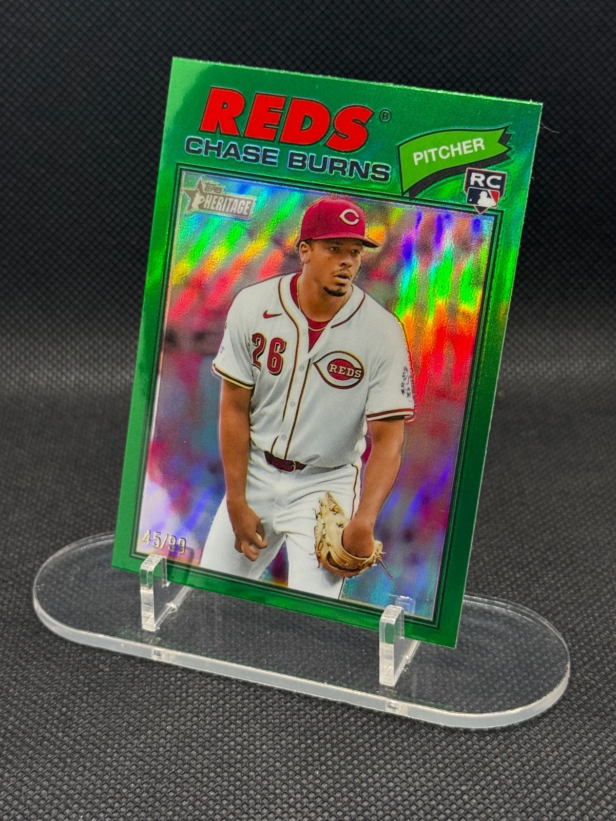 2026 Topps Heritage Chase Burns #212 Chrome Green Border /99 RC Reds