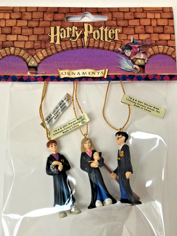 Harry Potter 3 Miniature Ornaments Trio Harry Hermione Ron 2" Tall * VINTAGE NEW
