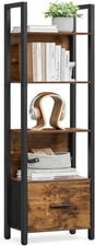 VASAGLE 5-Tier Bookshelf Book Shelf W/ Drawer Industrial Bookcase W/ Steel Frame